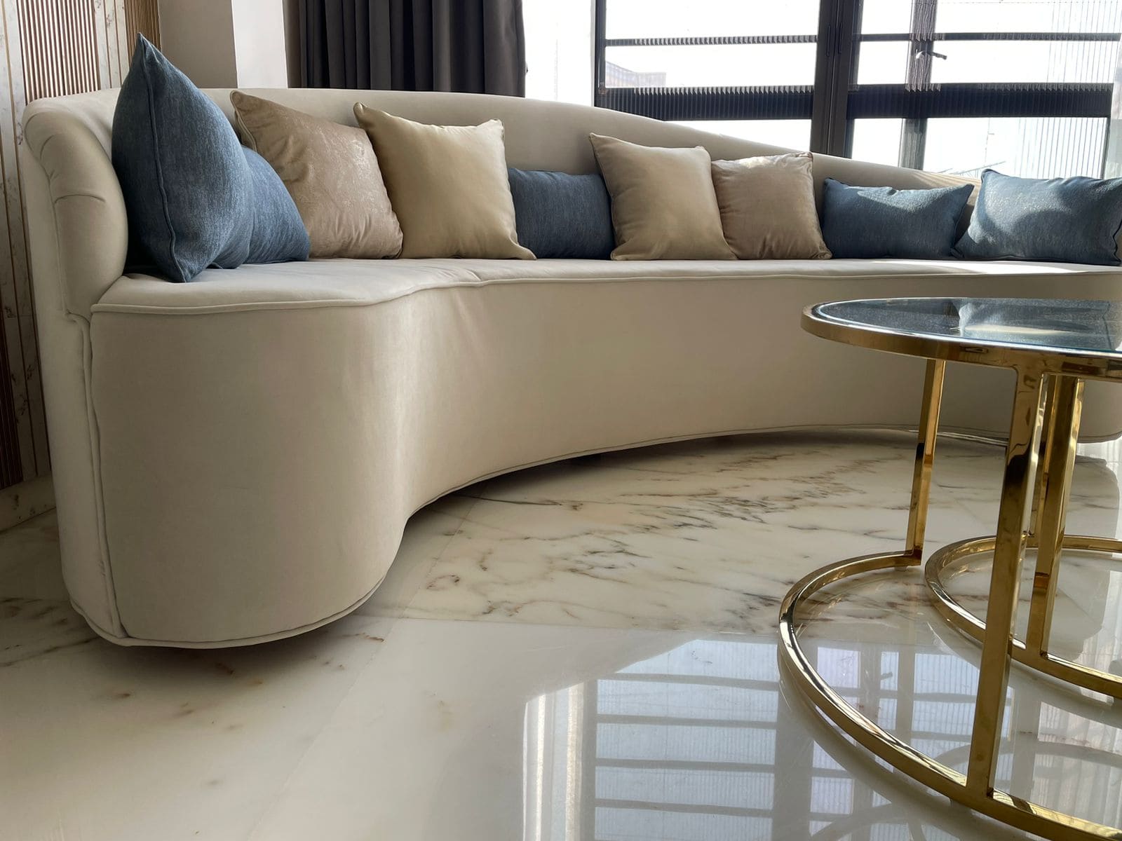 Curved Velvet Sofa