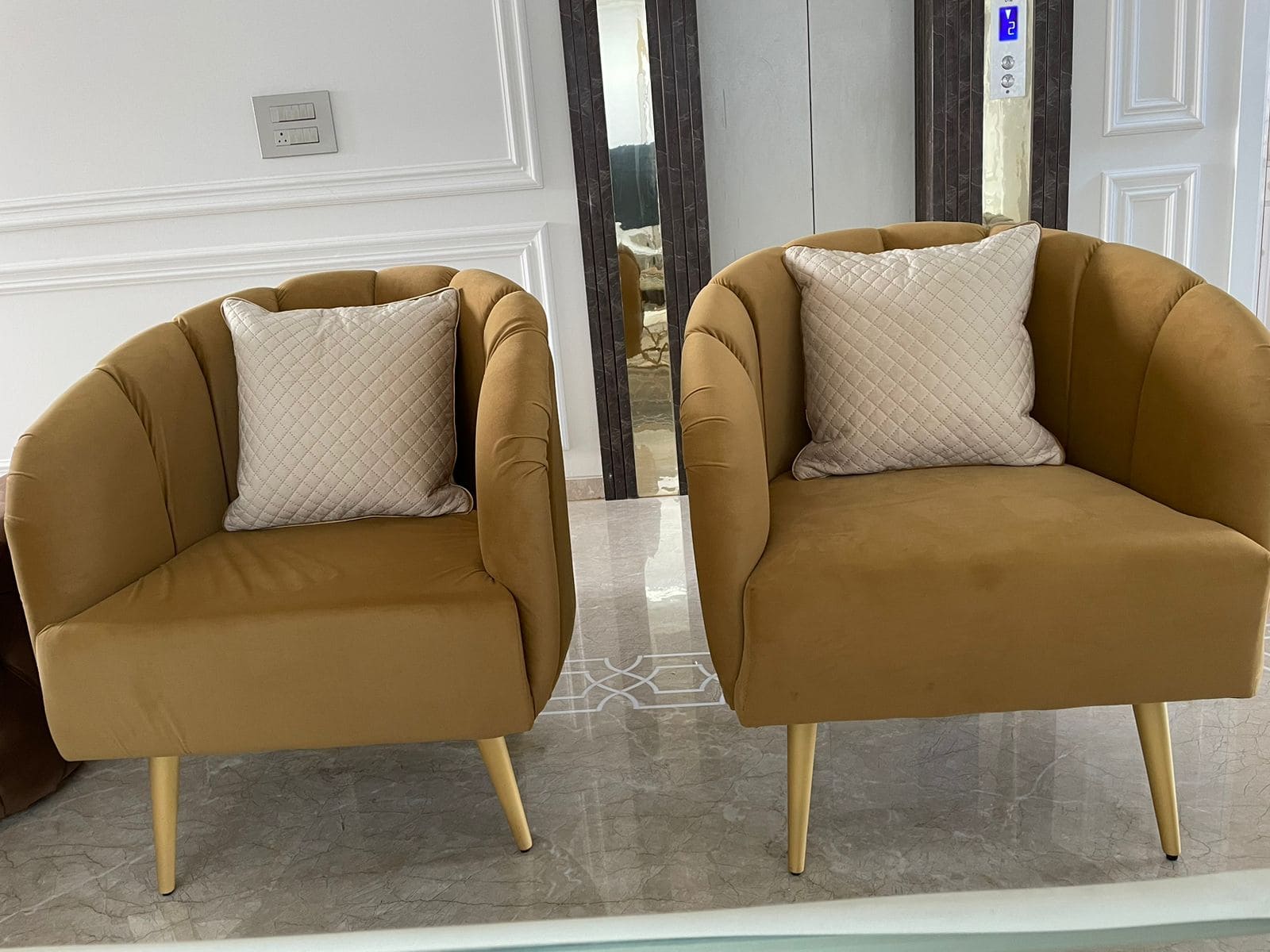 Mustard Velvet Lounge Chairs